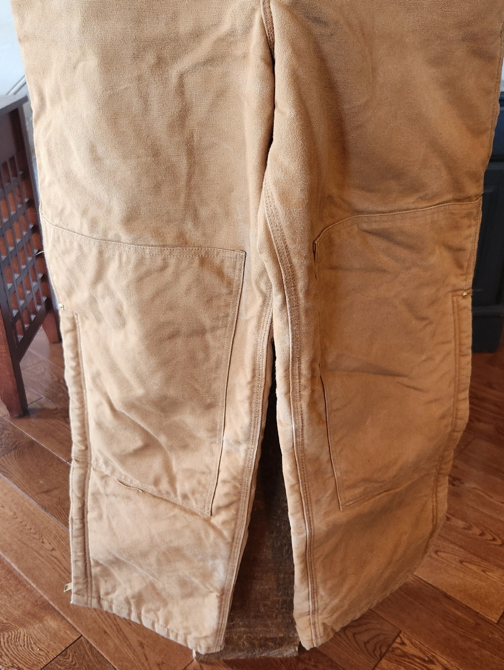 Y2K Carhartt R02 Brown Duck Canvas Bib Overall 44x32 Insulated Double Knee USA - Picture 6 of 15